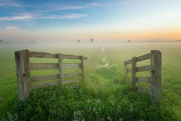 Niederländische Polderlandschaft bei Sonnenaufgang von Original Mostert Photography