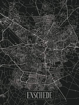 City map Enschede - City - Dark variant - Overijssel Map by Locus Studio