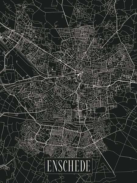 Stadskaart Enschede Stad Donkere variant Overijssel Plattegrond van  Locus Studio