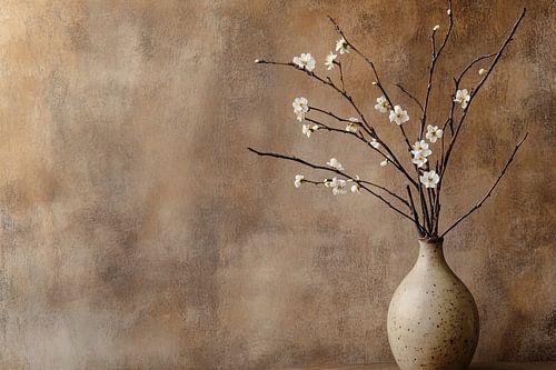 Rustieke bloemen in keramische vaas