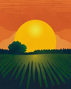 Felder bei Sonnenuntergang