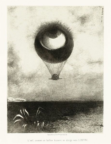 Odilon Redon, To Edgar Poe (Das Auge steigt wie ein seltsamer Ballon in die Unendlichkeit auf) 1882 von Atelier Liesjes
