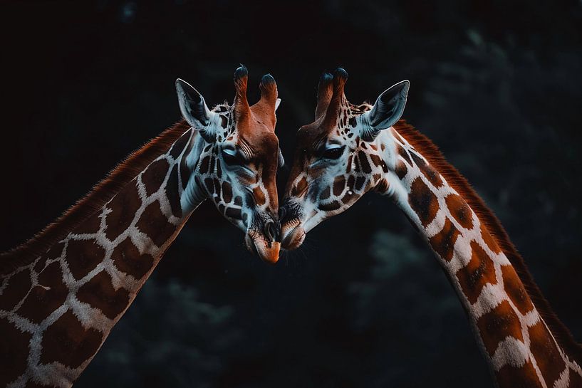 Deux girafes dans un moment d'intimité par Art & Soul Creations