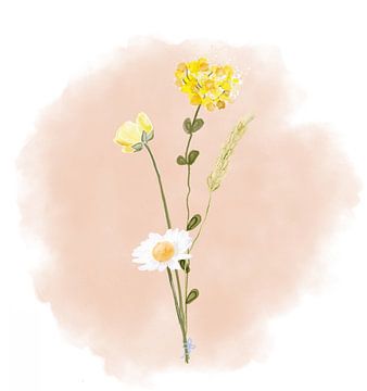 Illustration beautiful meadow flowers by Debbie van Eck