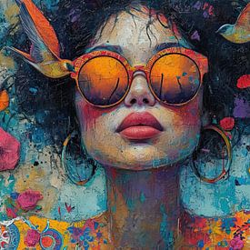 Woman Behind Orange Glass by Art Whims