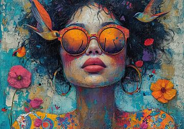 Woman Behind Orange Glass by Art Whims