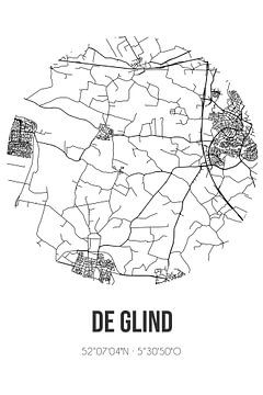 De Glind (Gelderland) | Karte | Schwarz und weiß von Rezona