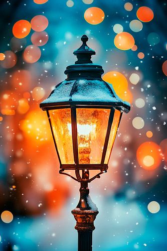 Warm licht op een winterse avond