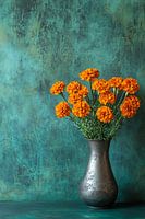 Still life orange flower vase