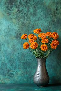 Stilleben orangefarbene Blumenvase