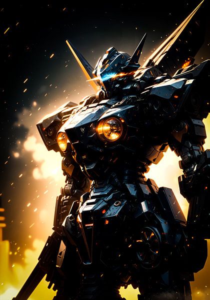 Black Metalic Robot Anime Sci Fi Realistic by Ruzerin