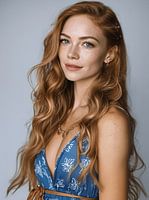 Portrait Charlotte, 22 years - Timeless elegance, makes the room shine, blue eyes, blue dress