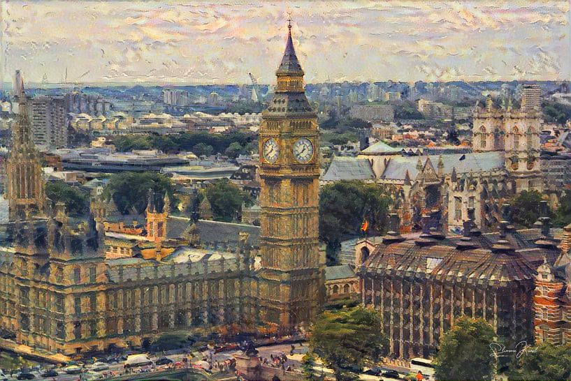 Impressionist Painting Big Ben London in the style of Renoir by Slimme Kunst.nl