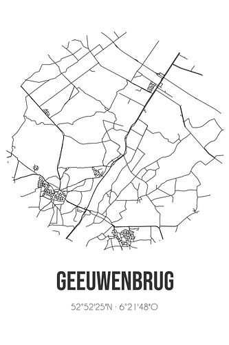 Geeuwenbrug (Drenthe) | Landkaart | Zwart-wit