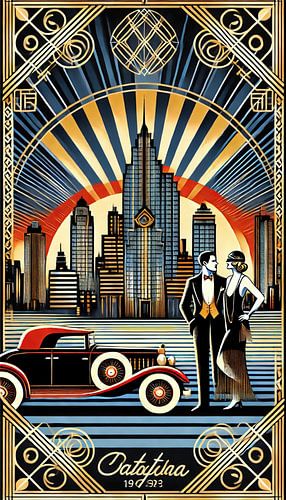 Elegant paar en wolkenkrabbers