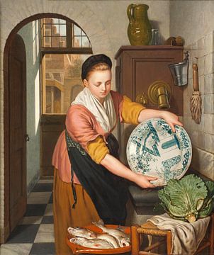 Dienstmeisje in een keuken, Pieter Christoffel Wonder
