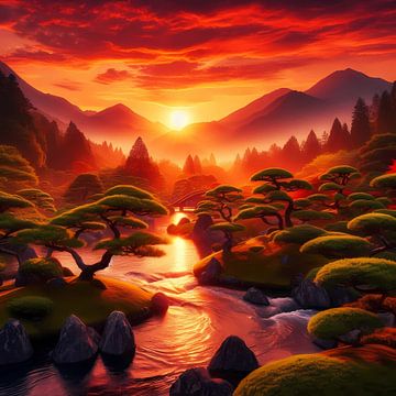 Japanse landschap van Tatjana Korneeva