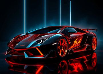 Lamborghini Murcielago vlammend neon 6 van MIROKU