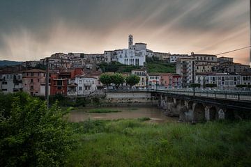 Stadtpanorama von Polla, Sonnenuntergang Italien von Fotos by Jan Wehnert