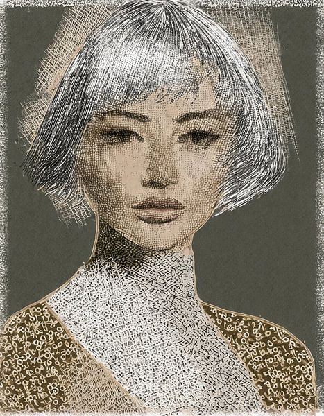 Abstract art of a strong woman 1 by Studio Pieternel