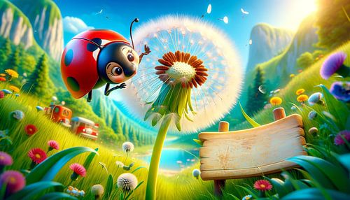 De magische vlucht van het lieveheersbeestje door het bloemenparadijs