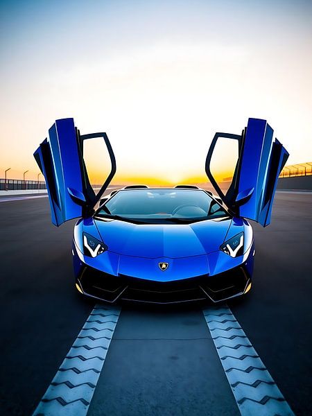 Lamborghini Aventador Blue Sunset by MIROKKU