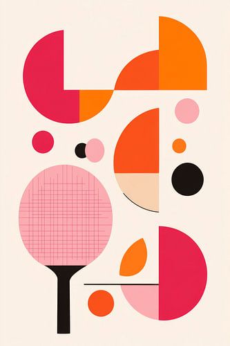 Geometrische vormen in rood en roze