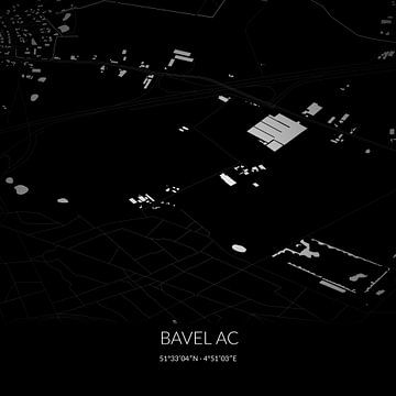 Carte en noir et blanc de Bavel AC, Brabant-Septentrional. sur Rezona