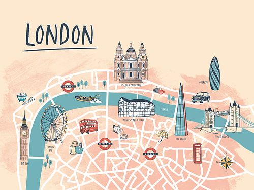 Londen geïllustreerde plattegrond van Karin van der Vegt