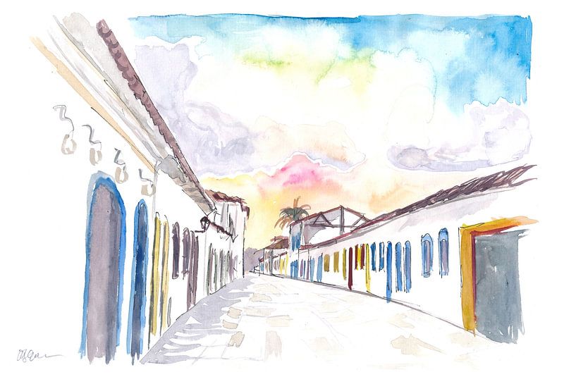 Paraty Brazilië Oude Stad Straat Scène op de Costa verde van Markus Bleichner