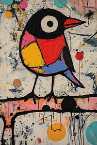Oiseau avec tremblements colorés