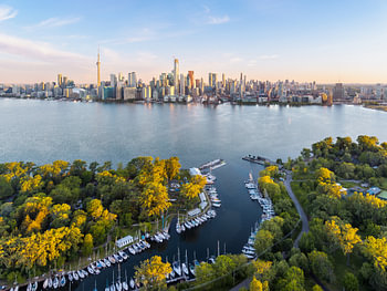 The Toronto skyline above Lake Ontario