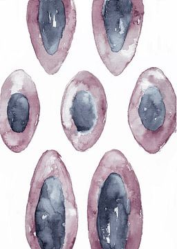 Roze blauw aquarel van Ela Szczepaniak