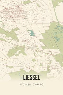 Vintage map of Liessel (North Brabant) by Rezona
