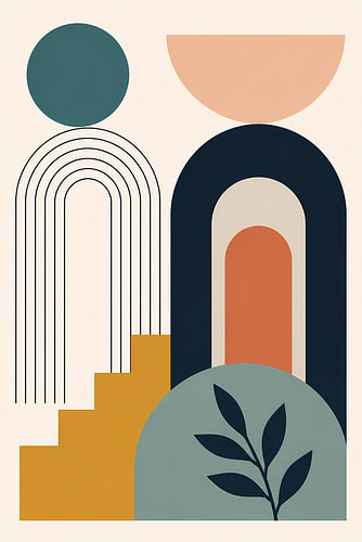 Moderne geometrische wanddecoratie in harmonieuze stijl