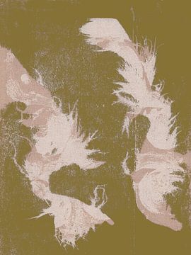 Abstracte wabi-sabi organische vormen in kaki en beige. Dans van twee. van Dina Dankers