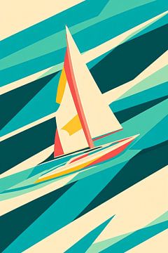 Zeilboot voor geometrische golfpatronen van Poster Art Shop