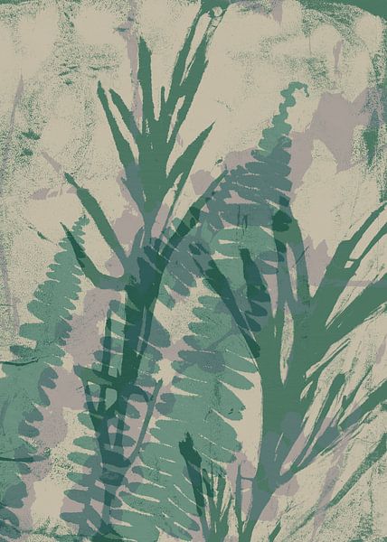 Leaves in green on white. Modern botanical art. by Dina Dankers