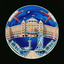 Scheveningen in einer Fischaugenaufnahme von Michel Groen