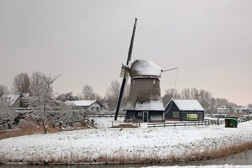 Winterlandschaft mit Windmühle in Alkmaar von eric van der eijk
