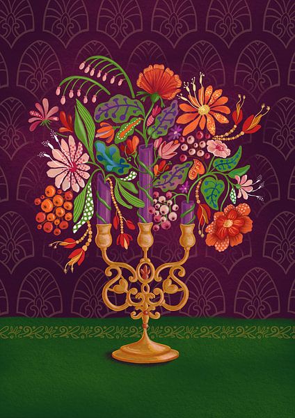 Art Nouveau Blumenleuchter lila von EchtMiek - Annemieke Balhuizen