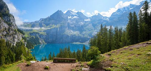 viewpoint lake Oeschinensee. landscape bernese alps