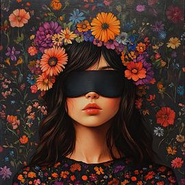 Blumen Porträt | Frau Blumen von Blickfänger Gemälde