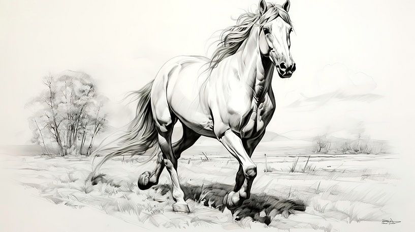 pen drawing of a horse by Gelissen Artworks