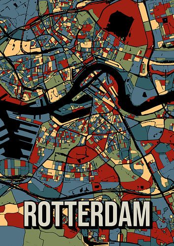 Carte de la ville de Rotterdam (Earth tone)