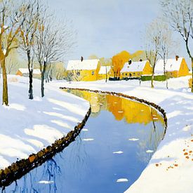 Snow landscape | Winter Gold Curve by Art Whims