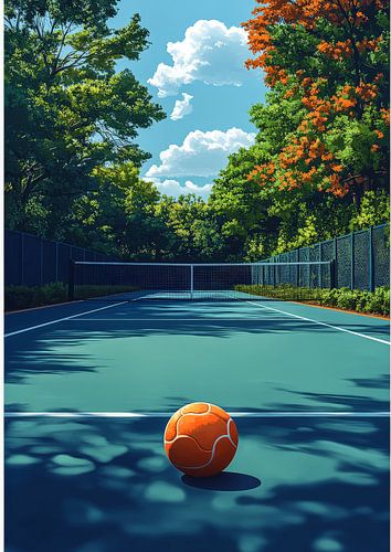 Orange Ball on Court by robby akrim