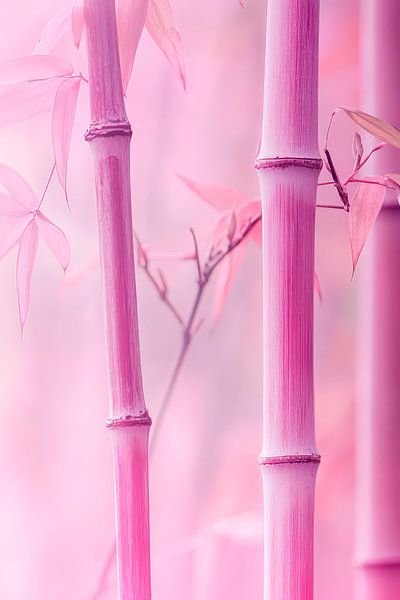 Pink bamboo trunks in the mist by Poster Art Shop