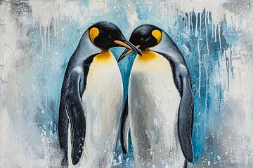 Twee pinguïns in artistieke pose van Imperial Art House