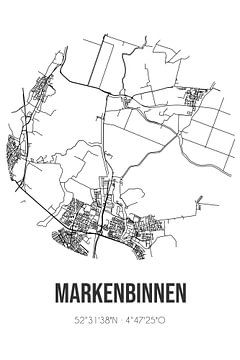 Markenbinnen (Noord-Holland) | Landkaart | Zwart-wit van MijnStadsPoster